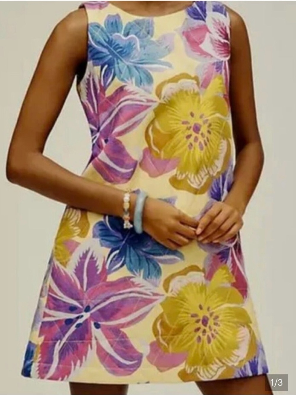 Floral A-Line Sleeveless Dress - Yellow Multi